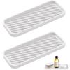HMCEY 2 Pezzi Organizer Lavello Silicone,Portaspugna Cucina Bianco,Organizer per Lavandino Antiscivolo,Contenitore per Spugne Lavello Cucina,Tappetino Scolapiatti Silicone,Vassoio Bagno per Spazzole