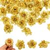 Hanlintk Capi di Rose Dorate - Fiori di Stoffa Leggeri per Matrimonio, Festa e Giorni di Festività | 50 Pezzi per Bouquet da Sposa, Decorazione per Ghirlanda, Alberi di Natale (dorato)
