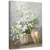 Dazzlewall Incorniciato Margherita Fiore Parete Arte Arredamento Stampe Floreali Rustiche, Casa Colonica Tela Botanica Arte della Parete per Bagno Soggiorno Arredamento 12x16 pollice