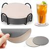 Gucass Sottobicchieri Antiscivolo con Porta, Set da 12 Sottobicchieri Rotondi Bifacciale Lavabili, Perfetti per Birra, Bottiglie, Tazze da Tè e Tazze da Caffè, Ideali per Cucina, Tavolo e Ufficio