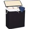 Comart - Portabiancheria Bamboo - 150 L Nero - Cesto Bucato Salvaspazio