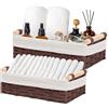 BlyeMichdi Cestini Bagno Portaoggetti, Set di 2 Cesto Portaoggetti Intrecciato con Maniglia, Cestino Vimini Piccolo, Scatola di Stoccaggio del Bagno, Impilabile, Adatti per Bagno, Camera da Letto e Armadi
