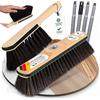 ORGAFLIX Scopa di alta qualità con manico, scopa a mano, protezione dei bordi, pelo di cavallo, extra resistente alla polvere grazie alla miscela di capelli di cavallo, scopa per interni, scopa con