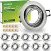 Forepin Cornice Faretto LED Incasso GU10, Orientabili a 30°, Portafaretto da Incasso Rotondo, incl.Portalampada GU10 per Lampade LED o alogene, Foro di montaggio Ø68-75mm, Set da 10