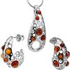 Copal Set Gioielli Da Donna In Argento 925 Con Ambra Calda Pendente E Orecchini