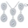 MicLee Collane ciondoli e orecchini di zirconi a goccia per donna: Parure di gioielli in argento 925 - Collana orecchini zirconi di lusso - Gioielli da sposa eleganti - Gioielli per feste in argento