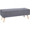 Relaxdays Panca Relaxdays in Lino, con Spazio Contenitivo, HxLxP: 40 x 110 x 40 cm, Gambe in Legno, Panca Imbottita Grigia