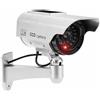 JUSTOP Telecamera CCTV fittizia per esterni/interni, telecamera di sicurezza finta impermeabile con luce LED a energia solare o a batteria, argento