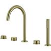 XJTNLB Rubinetto Vasca da Bagno Bordo Set Rubinetteria Vasca da Bagno Completa 5 Pezzi Miscelatore Doccia Moderno Oro Spazzolato