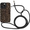 Xylota Cover per iPhone 16 Pro Max 6,9'' con Cordino, Aesthetic Disegni Custodia con Regolabile Tracolla Laccio Collana Case, Silicone Bumper Protettiva Custodie per iPhone 16 Pro Max, leopardata 01
