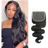 Arenshxc 5 X 5 Lace Closure Body Wave Brazilian Human Hair Closure Femme Top Swiss Lace Free Part with Natural Hairline Baby Hair 130% Density 10 pollici