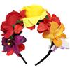 OHEETU Fascia per capelli messicana con fiori per Halloween, fascia per capelli floreale bohémien, corona di fiori di rosa, accessorio per capelli per feste in costume per il giorno dei morti,