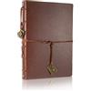 ThxMadam A5 Taccuino,Copertina in Pelle Vintage Notebook A5 Quaderno Pagine a Fogli Mobili Diario di Viaggio Agenda Blocchi Appunti Blocco Note a5 Journal con 200 pagine Kraft e 1 tasca con cerniera in PVC