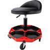 HASKYY Sgabello Girevole con Ruote da officina con schienale, regolabile in altezza, 43-58 cm, portata fino a 150 kg, sedile da officina con ripiani, sgabello da pratica e officina con ruote a 360°