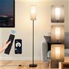 CRLL Lampada da Terra Salotto: Lampada da Lettura LED con APP e Telecomando& Interruttore a Pedale, Lampadina 12W, 3 Temperature di Colore, Design Vintage per Soggiorno,Camera da Letto,Ufficio (Nero)