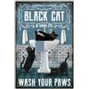 GLOBLELAND Vintage Black Cat Wash Your Paws Tin Sign Plaque Poster in Metallo Poster 12x8 Pollici Retro Metallo Parete Decorazione Tavola per la Casa Cucina Bar Caffè Club Giardino
