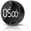 TLTWHS Timer da cucina digitale magnetico ricaricabile con grande schermo LED, allarme forte, 3 impostazioni predefinite (5/15/25 min), 3 livelli di volume, ideale per cucina, fitness e ufficio (nero)