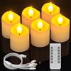 Ymenow Set di 6 luci a LED ricaricabili φ3,8 cm candele elettriche a LED ricaricabili con funzione timer, telecomando USB C, cavo di ricarica per la festa della mamma, Halloween, Natale, stanza