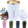 Disoza 380 ml Bianco Tazza da Viaggio Tazza Termica Tazza Termica da Viaggio Bicchiere Termico con Cannuccia Bicchiere da Viaggio Caffè Piccolo Tazza Caffe Bicchiere Portatile