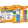 BIC Set Cancelleria, 10 Penne a Sfera Nere, 5 Evidenziatori, 4 Penne a sfera Colori Assortiti, 4 Colori a Scatto, Astuccio Scuola