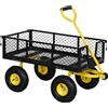 Outsunny Carrello da Giardino in Acciaio con Capacità 200 kg e Pareti Laterali Rimovibili, 104x54x51 cm, Nero e Giallo