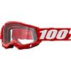 100% MÁSCARAS Accuri 2 Goggle Red-Clear Lens, Occhiali Unisex Adulto, Neon/Rosso (Multicolore), Taglia Unica