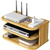 Hggzeg Scatola portaoggetti per router WiFi Ripiani galleggianti Rack TV Set-Top, ripiano per la gestione dei cavi multistrato montato a parete per la decorazione della parete (jl04, legno di ciliegio)