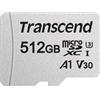 Transcend 512GB Scheda microSDXC Transcend 300S 95/40 Cl10UHS-IU3 [TS512GUSD300S-A]