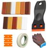 Feegela Kit Riparazione Legno 11 Colori | Stucco per Legno Riempitivo | per Graffi, Crepe e Buchi | Cera Dura per Parquet, Laminato, Mobili, Marmo | Set con Spatola, Lame, Guanti