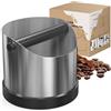 SURFOU Knock Box for Coffee Grounds, Stainless Steel Knock Box with Anti-Slip Silicone Base & Removable Bar, Durable Knock Box Container for Kitchen, Bar, Restaurant, Office - Easy to Clean