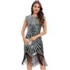 ELFIN Abito Sera Stile Flapper Anni '20 Costume gatsby Paillettes frange argento