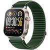 GIOPUEY Cinturini Compatibile con Realme Watch 5, Nylon Traspirante Sport Loop Cinturino in Morbido Nylon Intrecciato Strap Band - Darkgreen