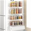 Roysili Magnetic Spice Rack for Refrigerator Magnetic Fridge Shelf for Kitchen Spice Organizer Magnetic Shelf for Fridge Space Saving White 4 Pack with Magnetic Paper Towel Holder