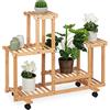 Relaxdays Scaffale Portafiori in bambù, Fioriera Interno con 6 Mensole Porta Piante, HxLxP: 79 x 95 x 36 cm, Naturale