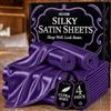 DECOLURE Satin Bed Sheets - 4 Piece Luxury Silky Full Size Bedding Set - Softer Than Silk, Wrinkle-Free with 15" Deep Pocket Fitted Sheet, Hair & Skin, Gifts for Women (Purple)