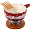 KUHN RIKON 32276 - Set per fonduta di formaggio a induzione, in ghisa rossa, 24 cm, capacità 3,2 litri, per 4 - 6 persone, il set include un reaud, un bruciatore per pasta e 6 forchette