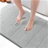KEPLIN Tappetino da bagno in memory foam, ultra morbido, altamente assorbente, antiscivolo, lavabile in lavatrice, comfort di lusso per pavimenti di casa e bagno (grigio chiaro, 60 x 90 cm)