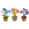 YANGSHINE 3 Mini Fiori Artificiali in Vaso Fatti a Mano All'uncinetto, Completati Con Nontiscordardime, per Affine, Ufficio, Auto, Cruscotto, Decorazione, Colore #3