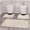 Comart - Tris Tappeti Faith Bagno - Set Tappetini Bagno: 1 Tappeto Rettangolare 45x75 cm + 2 Giro Water 45x75 cm - Morbidi e Pelosi - Asciugatura Rapida e Antiscivolo - Lavabili in Lavatrice - Panna