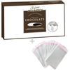 Doni Bomboniere Kit Confezione 1Kg Confetti Gusto Cioccolato Ricoperti colore Bianco + 50 pz Bustine Portaconfetti Trasparenti per Matrimonio Comunione Nascita Anniversario Laurea Made in Italy