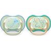 AVENT Philips Avent, ciuccio Ultra Air - 2 ciucci leggeri, traspiranti e al buio, per bambini da 0 a 6 mesi, senza BPA, con custodia sterilizzatrice (modello SCF376/18)