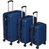 Amazon Basics Set Valigie Rigide (Piccola + Media + Grande) - Bagagli Espandibili ABS con 4 Ruote Doppie Girevoli - Resistenti ai Graffi e Leggeri - Blu Navy