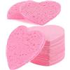 Tucnoeu 60 pezzi di spugna a forma di cuore, per la pulizia quotidiana del viso, per estetiste, esfolianti, spugne per il viso compresse (rosa)