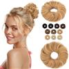 MY-LADY Chignon Finto per Capelli Veri- Cerchio Elastico Dritto Marrone Dorato&Biondo - Facile Updo Naturale per Donne Ragazze 23g Riccio