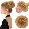 MY-LADY Chignon Finto per Capelli Veri- Cerchio Elastico Dritto Biondo Scuro - Facile Updo Naturale per Donne Ragazze 30g Riccio