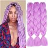 Dcbaboo Extension per Treccine Africane Viola 60cm Extension Capelli Finti per Treccine Africane Extension Trecce Capelli Sintetici Kanekalon 3 Ciocche Ombre Jumbo Braiding Hair, Viola chiaro
