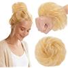 MY-LADY Chignon Finto per Capelli Veri- Cerchio Elastico Dritto Biondo Platino - Facile Updo Naturale per Donne Ragazze 30g Riccio