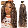 Zeslaerr Unprocessed Kinky Curly Capelli umani Extensions Double Weft P427 Highlight Brown Human Hair Bundles Soft and Silky Remy Hair Extension Minimal Tangle For Women 32 Inch