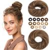 MY-LADY Chignon Finto per Capelli Veri- Cerchio Elastico Dritto Marrone Scuro/Marrone Chiaro - Facile Updo Naturale per Donne Ragazze 17g Liscio