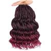Mscat 10 Inch Pre Looped Ocean Wave Crochet Hair 8 confezioni Ombre Bungundy Boho Ocean Braids Pre Twisted Synthetic Deep Wavy Crochet Hair for Women Tbug#